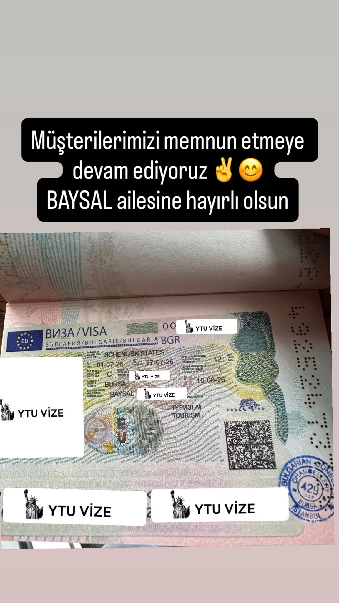 Vizesi Onaylanan Danışanımız